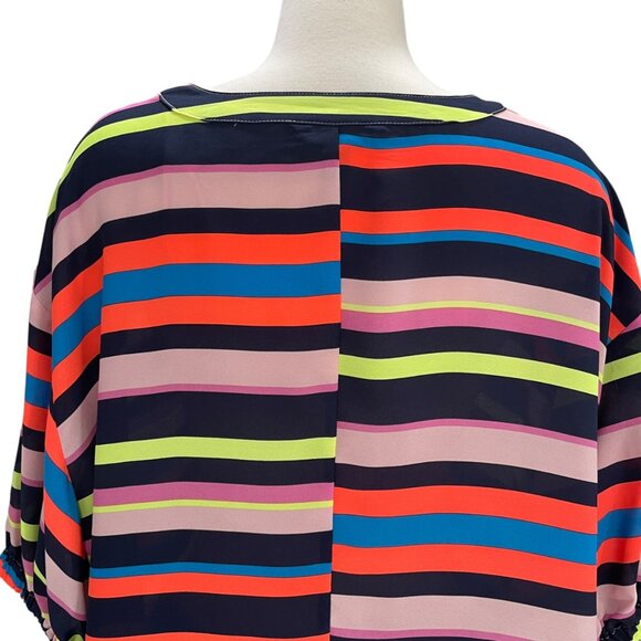 Project Runway XS Multicolor Striped Blouse Oversized Casual Bold Retro Eclectic - Picture 4 of 9